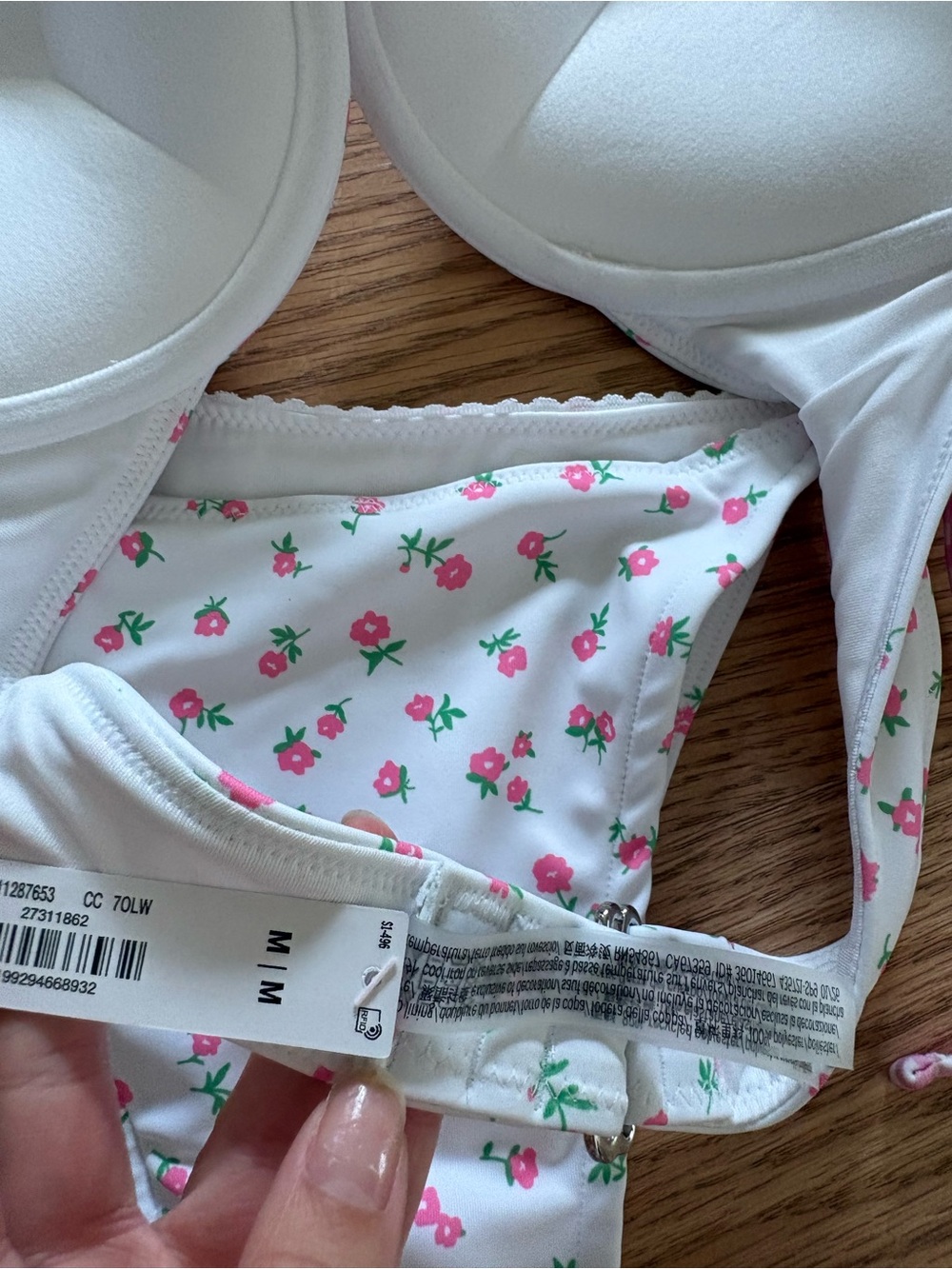Frankie's Bikinis White Bikini with Pink Floral Print - Picture 4 of 4